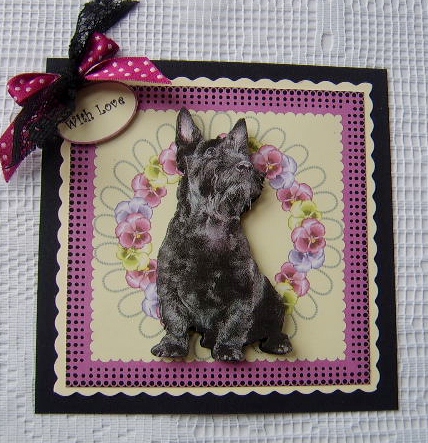 Black Highland Terrier Dog Decoupage by Davina Rundle