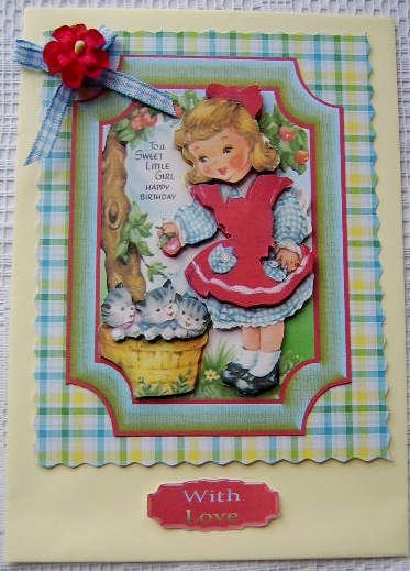 Sweet Little Vintage Girl Plaque with Decoupage by Davina Rundle