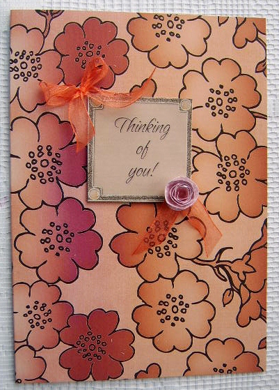 Burnt Orange Metallic Over Floral Blossom A4 Backing Paper by Davina Rundle