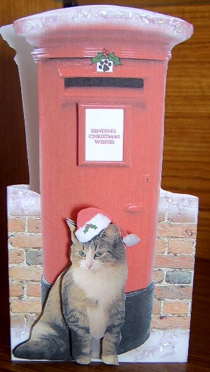 Tabby Cat Christmas Post Box by Davina Rundle
