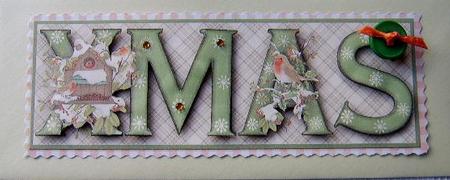 Christmas Robins Xmas Large Dl Word Card with Decoupage by Davina Rundle