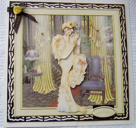 Golden Girl 8x8 Square Card with Decoupage by Davina Rundle