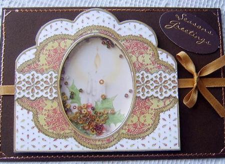 Single Candle Red Anglaise Scallop Card Base Frame by Davina Rundle