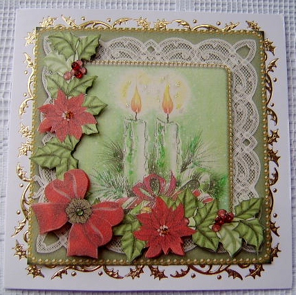 Candle Duo Red Poinsettia Step by Step Decoupage Sheet by Davina Rundle