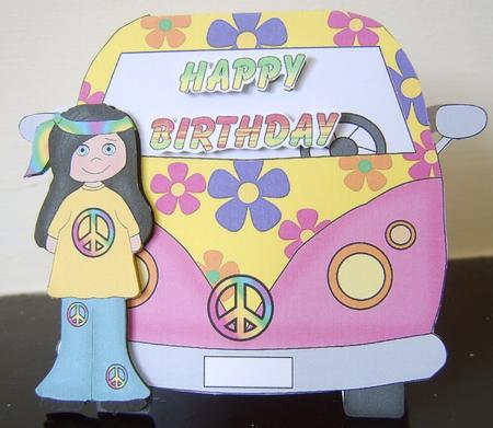 Birthday Girl Vw Camper Van Shaped Card by Davina Rundle