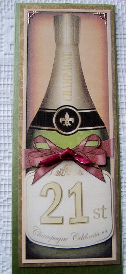 Large Dl 21st Champers in a Box Quick Card 3D Decoupage by Davina Rundle