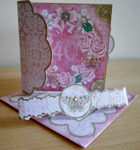 Pink 40 Roses 3D Scallop Wrap Card Kit by Davina Rundle