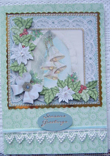 Mint Green Beaded Flower A4 Backing Paper by Davina Rundle