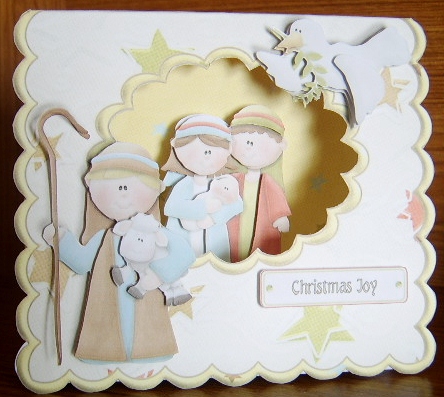 Nativity Scalloped Tent Card with Envelope by Davina Rundle