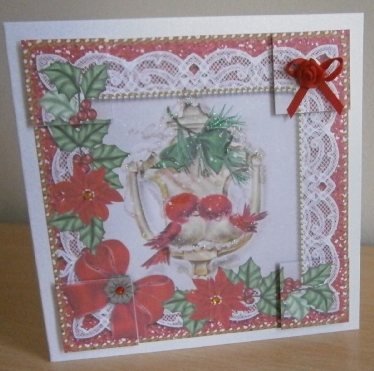 Lovebirds Red Poinsettia 8in Picture Topper by Davina Rundle