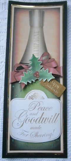 Large Dl Christmas Champers in a Box Quick Card 3D Decoupage by Davina Rundle
