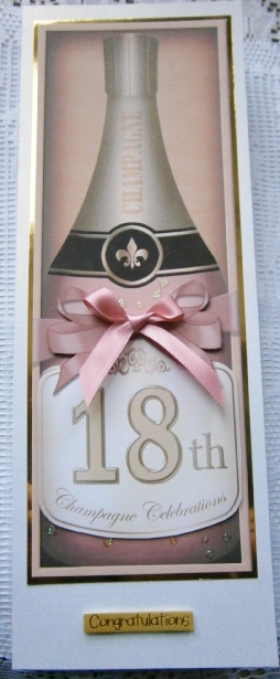 Large Dl 18th Champers in a Box Quick Card 3D Decoupage by Davina Rundle