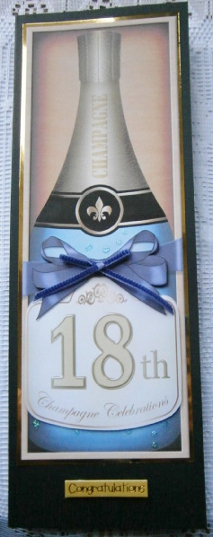 Large Dl 18th Champers in a Box Quick Card 3D Decoupage by Davina Rundle