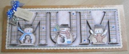 Tubby Snowmen Mum Large Dl Name Word Card by Davina Rundle