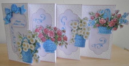 4-fold Card Kit - Vintage Flower Baskets by Davina Rundle