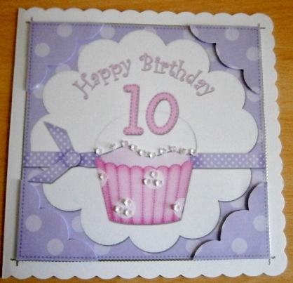 8 x 8 10th Birthday Cupcake Felties Scalloped Corner Topper by Davina Rundle