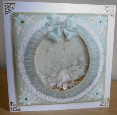 Single Green Candle Ruffle Shaker Frame with Base by Davina Rundle