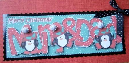 Large Dl Xmas Mum N Dad with Penguins Quick Card N Decoupage by Davina Rundle