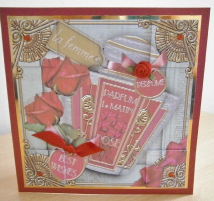 Rose Best Wishes Perfume 8in Picture Topper by Davina Rundle