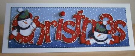 Large Dl Xmas Christmas with Snowman Quick Card 3D Decoupage by Davina Rundle