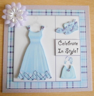 Frocking It 5x5 Decoupage in Blue by Davina Rundle
