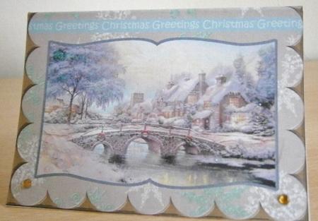 Christmas Snow Bridge Scallop Book Card by Davina Rundle