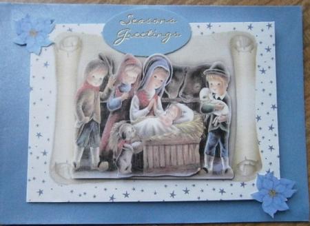 Nativity with Baby Jesus on a Scroll by Davina Rundle