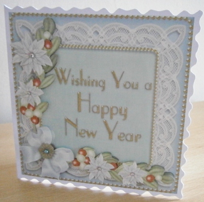 Happy New Year Blue Ice Poinsettia 3D Decoupage Step by Step by Davina Rundle