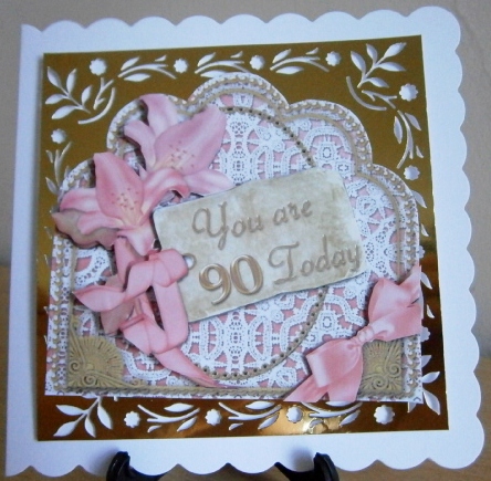 Pink Lily 90 Today Scallop Lace Step by Step Decoupage Sheet by Davina Rundle