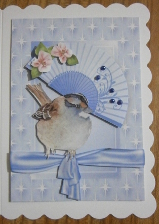 Pretty Blue Fan with Bluebird in Star Frame by Davina Rundle