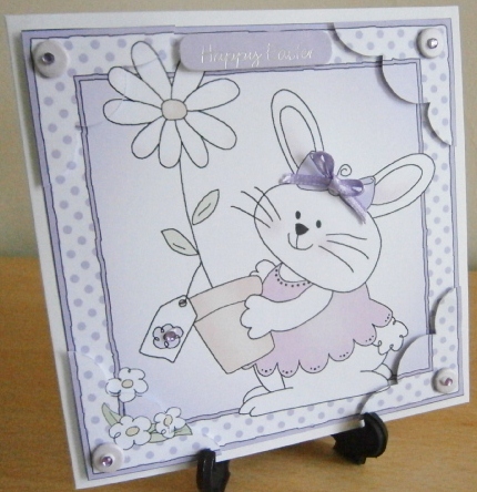 8 x 8 Little Bunny Scalloped Corner Topper by Davina Rundle
