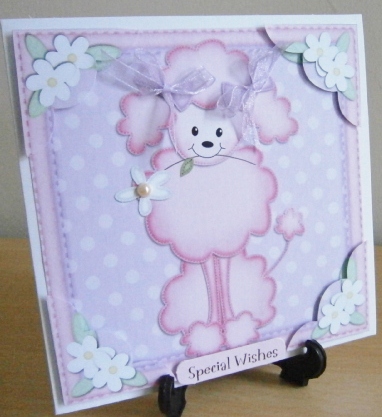 8 x 8 Bon Bon the Poodle Scalloped Corner Topper by Davina Rundle
