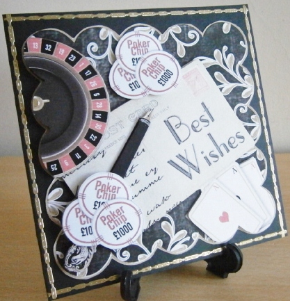 Roulette Black Best Wishes Scallop Postcard Step by Step by Davina Rundle