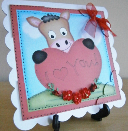 8 x 8 Gi Gi the Horse's Heart Love Scalloped Corner Topper by Davina Rundle