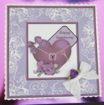 Anniversary Purple Heart Card Front by Davina Rundle