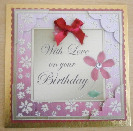 8 x 8 Floral Elegance Birthday Scalloped Corner Topper by Davina Rundle