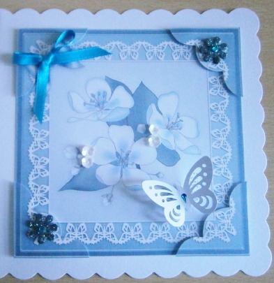8 x 8 Apple Blossom Scalloped Corner Topper by Davina Rundle