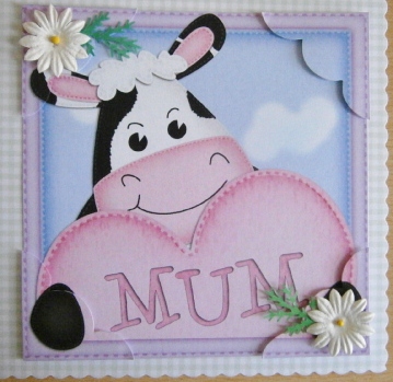 8 x 8 Milly Moo's Heart for Mum Scalloped Topper by Davina Rundle