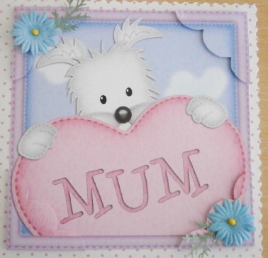 8 x 8 Westie Dog's Heart for Mum Scalloped Topper by Davina Rundle