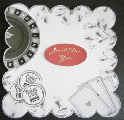 Roulette Grey Scallop 8in Decoupage Card Insert Panel by Davina Rundle