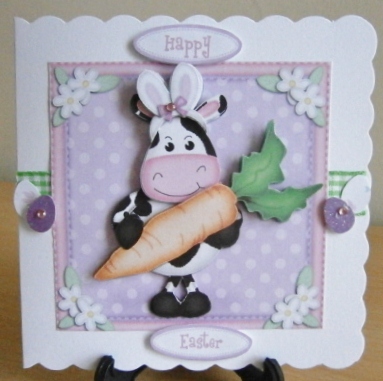 Milly Moo Cow's Bunny Ears Quick Card N 3D Decoupage by Davina Rundle