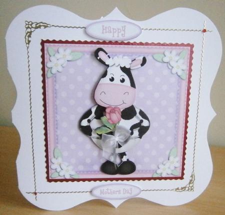 Milly Moo Cow's Rose Quick Card N 3D Decoupage by Davina Rundle