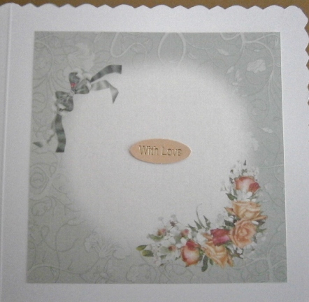 8x8 Joy of Roses on Green Satin Ruffle Insert Plate by Davina Rundle