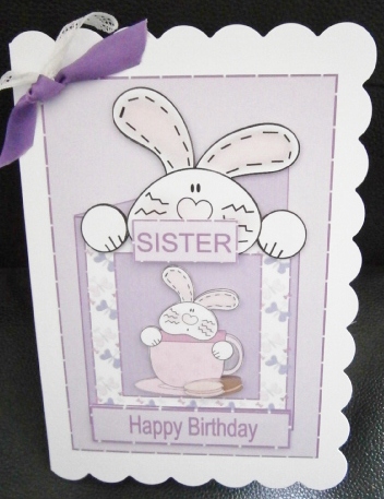 Bunny in a Teacup Birthday Sister - Purple by Davina Rundle