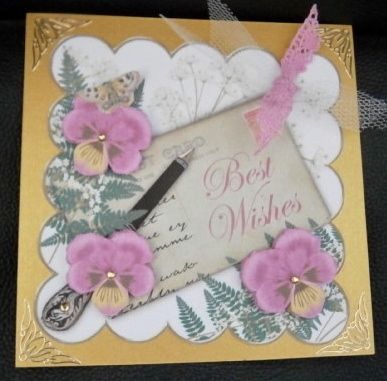 Cerise Pansy Best Wishes Ink Saver 6in Step by Step by Davina Rundle