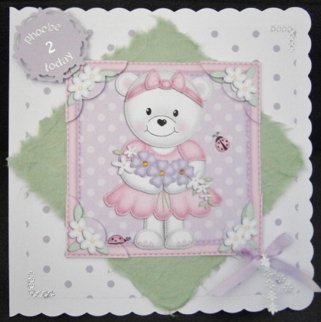 8 x 8 Teddy Tess's Flowers Scalloped Corner Topper by Davina Rundle