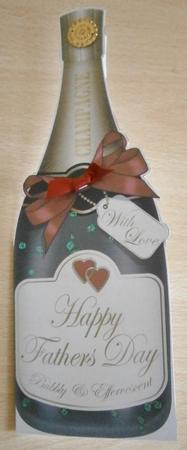 Large Dl Fathers Day Champagne Bottle Shaped Card by Davina Rundle