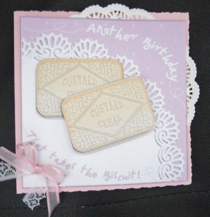 Custard Cream Biscuits Birthday Quick Card N 3D Decoupage by Davina Rundle
