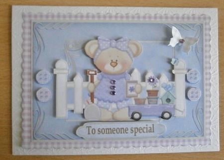 Suzy Bear in the Garden Topper by Davina Rundle