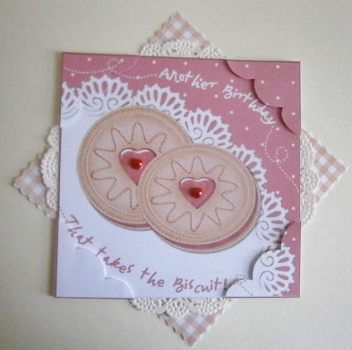 8 x 8 Jammy Dodgers Biscuits Birthday Scalloped Corner Toppe by Davina Rundle